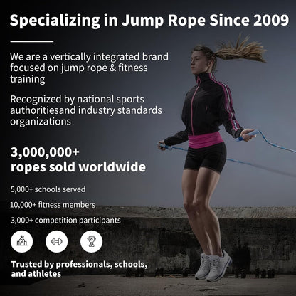 YUEDONG Beaded Jump Rope for Fitness, Adjustable Jump Rope with 19.5cm Extra-Long Anti-Slip Handles, Lightweight TPU Beaded Rope for Adults, Cardio, Exercise, Freestyle and Endurance Training
