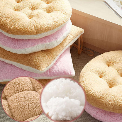 Comfortable Square and Round Artificial Lambswool Chair Pads,Soft Fluffy Chair Seat Cushion Plush Cushions Seat Pad for Home Office Meditation (17 inch(45cm), Round-Pink&White)