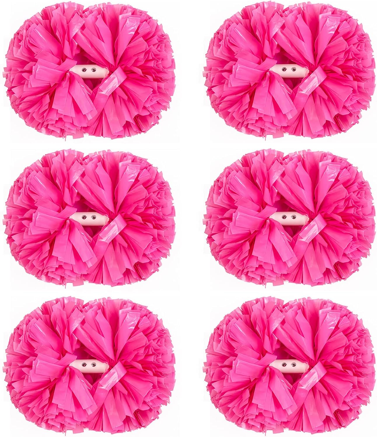 6Pcs Cheerleading Pom Poms Matte Metallic Foil Cheer Pompoms with Baton Handle, Kids Adults Team Spirit Cheering Stuff for Sports Games Carnival