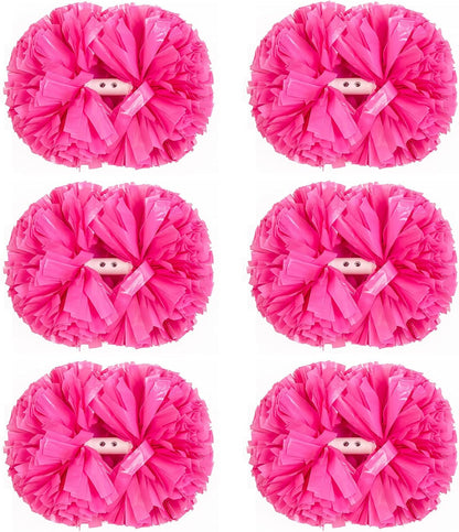 6Pcs Cheerleading Pom Poms Matte Metallic Foil Cheer Pompoms with Baton Handle, Kids Adults Team Spirit Cheering Stuff for Sports Games Carnival