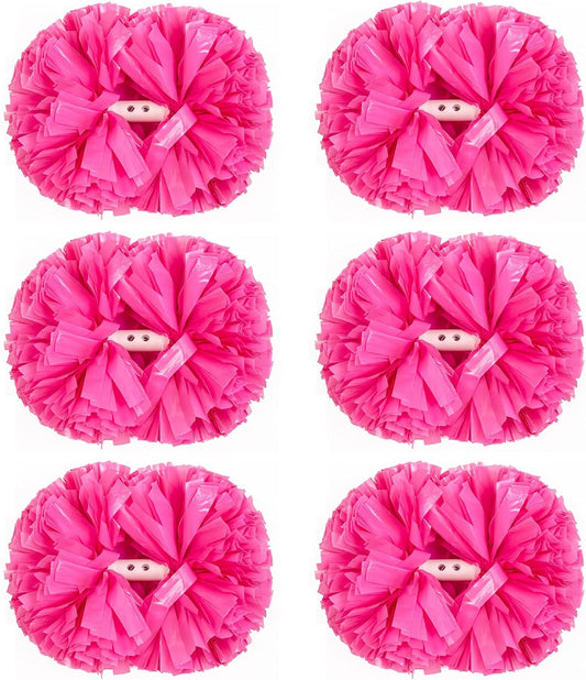 6Pcs Cheerleading Pom Poms Matte Metallic Foil Cheer Pompoms with Baton Handle, Kids Adults Team Spirit Cheering Stuff for Sports Games Carnival