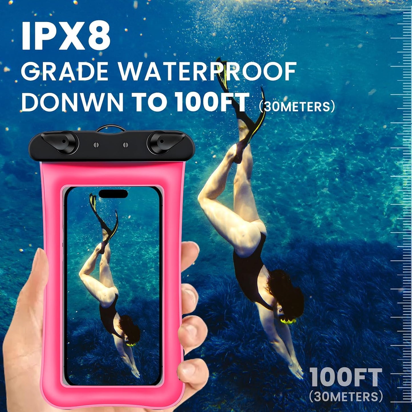 2 Pack Waterproof Floating Phone Pouch IPX8 Floatable Waterproof Phone Case with Lanyard Strap Universal Dry Bags Underwater Case Wallet for iPhone 17/Air16 15 14 13 12 Samsung,Up to 7.2" for Swimming