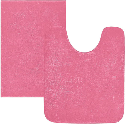 Plain Pink Solid Color Bathroom Rugs, Non Slip Dry Quickly Bath Mat, Absorbent Soft Bath Rugs for Bathroom, Toilet and Shower Floor
