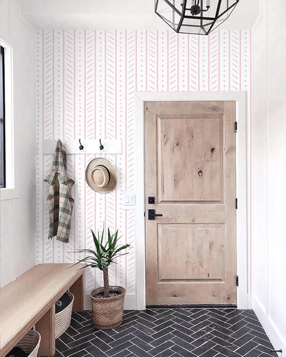 CiCiwind Peel and Stick Wallpaper White and Pink Contact Paper Geometric Striped Wall Paper Modern Dot Removable Self-Adhesive Wallpapers for Bedroom Bathroom Kitchen Cabinets Shelves 78.7"×17.3"
