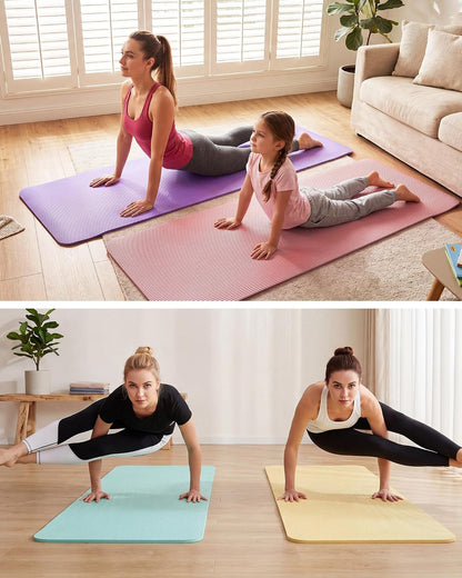 Woanger Yoga Mats (72x24) 3/8 Inch Thick Exercise Yoga Mat for Home Workout with Strap Non Slip Pilates Gym Supplies for Women Men