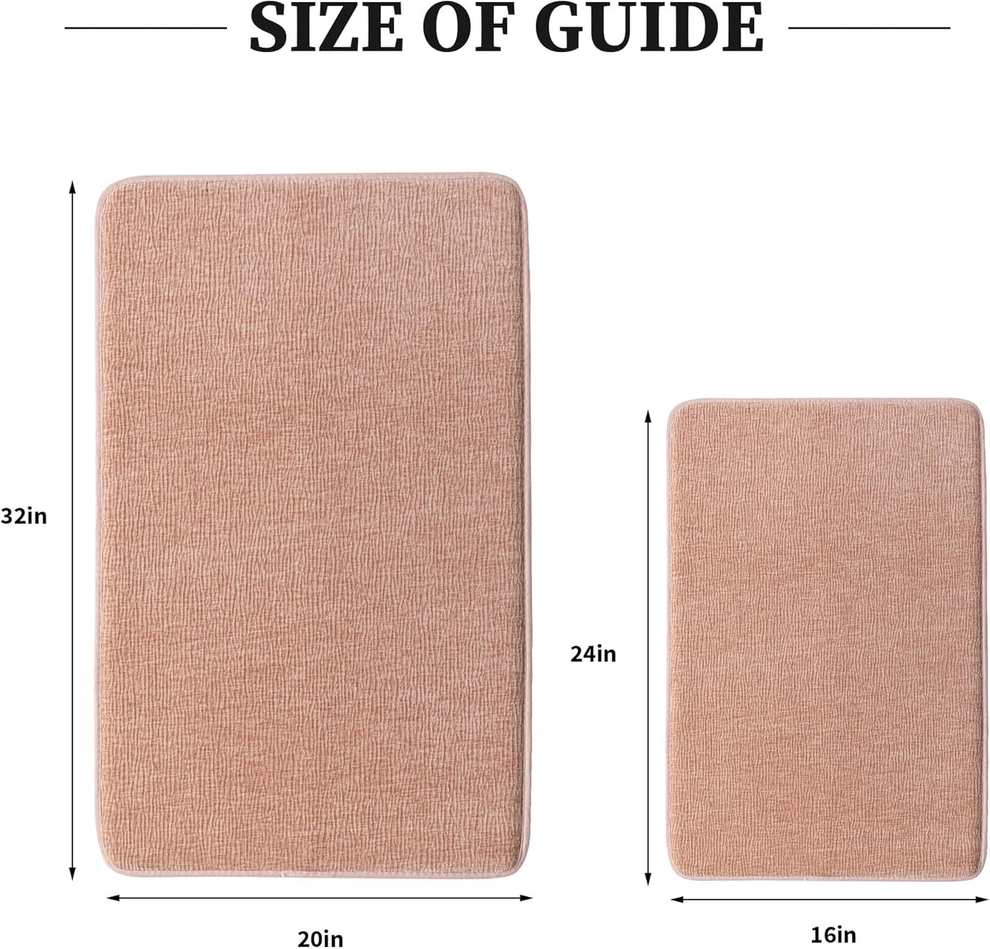 YIHOUSE Bathroom Rug Set 2 Piece, Memory Foam Pink Bath Mat Set Non-Slip Quick Dry Bath Mats for Bathrooom