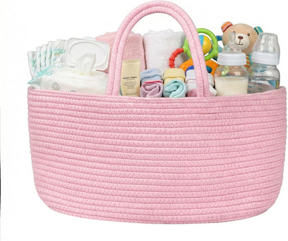 Mr. Pen- Baby Diaper Caddy Organizer, Pink, Rope Nursery Storage Bin and Car Organizer, Portable Holder Tote Bag for Changing Table, Travel, Baby Shower Gifts, Newborn Essentials