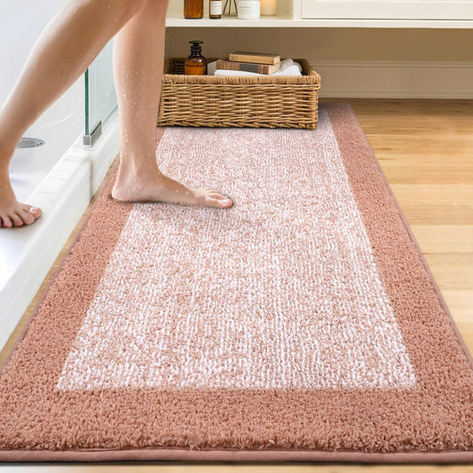 60x24 Long Bathroom Rugs Washable Non Slip, Pink Bath Mat for Bathroom Floor Tub, Soft Absorbent Quick Dry Mats for Shower, Bathtub,Home Decor