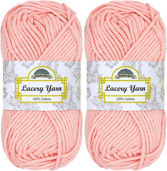 JubileeYarn Lacery Yarn - 100g/Skein Chunky Cotton - Peach - 2 Skeins