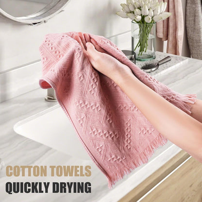 Boho Bathroom Decor Hand Towel 4 Pack 100% Turkish Cotton 14 x 30 Inch Boho Kitchen Hand Towel Guest Tea Gift (Pink)