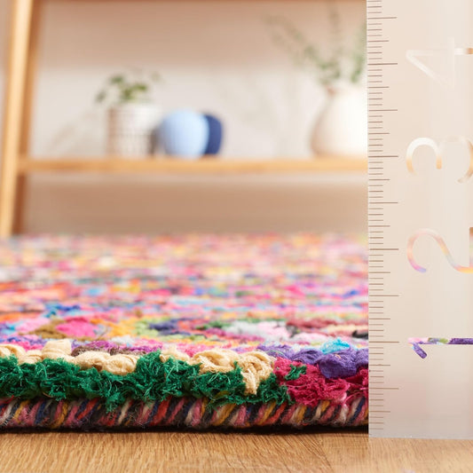 SAFAVIEH Nantucket Collection Area Rug - 10' x 14', Pink & Multi, Handmade Modern Abstract Boho Cotton, Ideal for High Traffic Areas in Living Room, Bedroom (NAN143A)