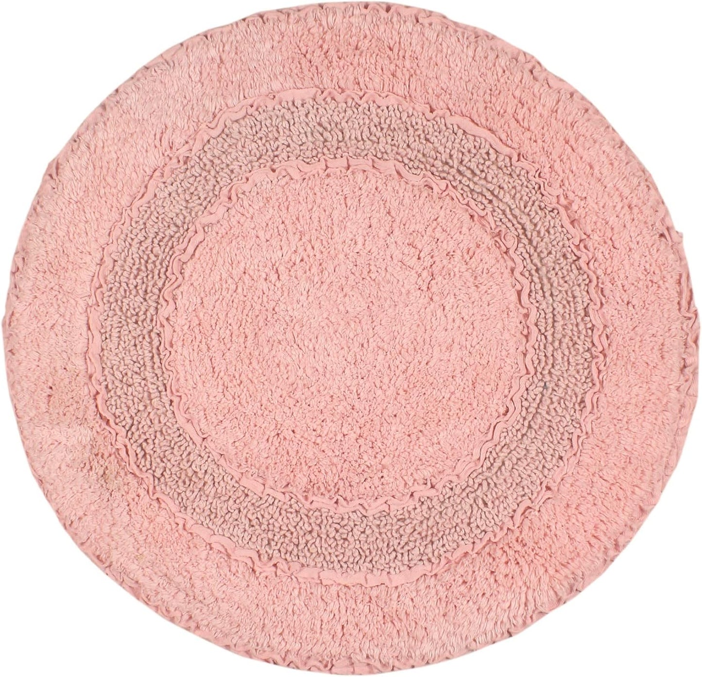 Home Weavers Radiant Collection 100% Cotton Bathroom Rugs Set, Bathroom Décor, Washable Rug, Extra Soft and Absorbent Bath Rug, Kitchen Mat, Bath Mat Set, Bath Floor Mat Non Slip, 22" Round, Pink