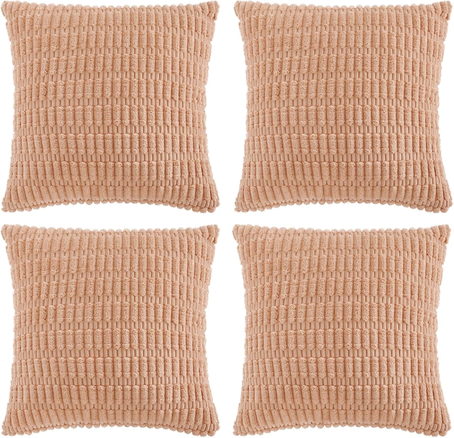 Fancy Homi 4 Packs Decorative Throw Pillow Covers for Living Room Couch Bed, Modern Farmhouse Boho Home Décor Accent Cushion Case, 20" x 20", Peach