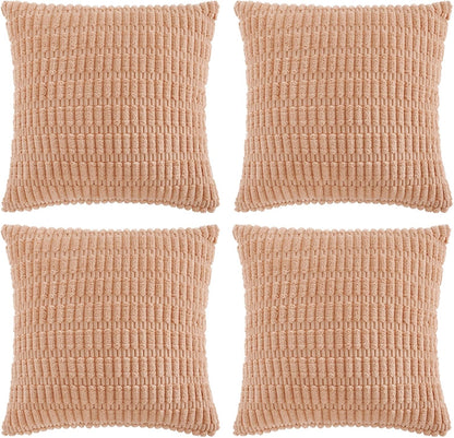 Fancy Homi 4 Packs Decorative Throw Pillow Covers for Living Room Couch Bed, Modern Farmhouse Boho Home Décor Accent Cushion Case, 20" x 20", Peach