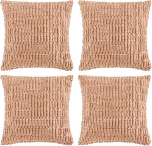 Fancy Homi 4 Packs Decorative Throw Pillow Covers for Living Room Couch Bed, Modern Farmhouse Boho Home Décor Accent Cushion Case, 20" x 20", Peach