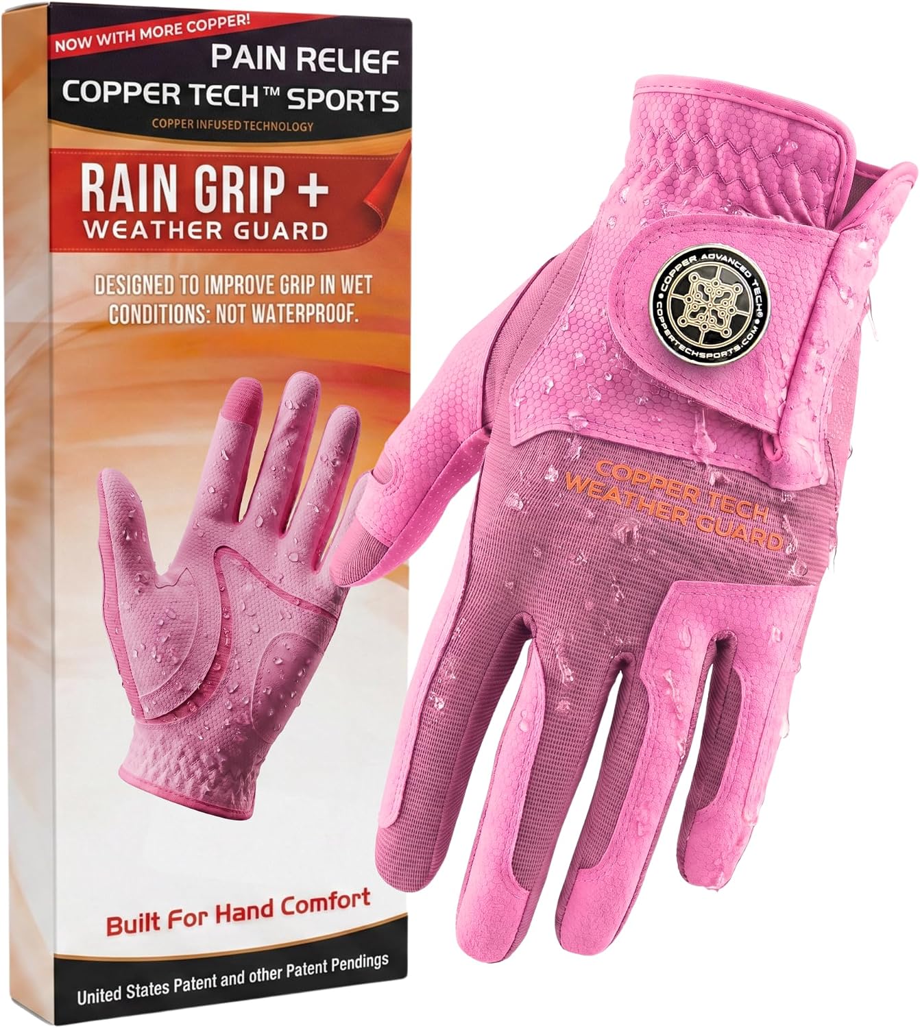 Copper Tech Plus Rain Golf Gloves Women Left Hand or Right Hand (Single) | Water-Enhanced Golf Rain Gloves for Women | Joint Support Ergonomic Copper Compression