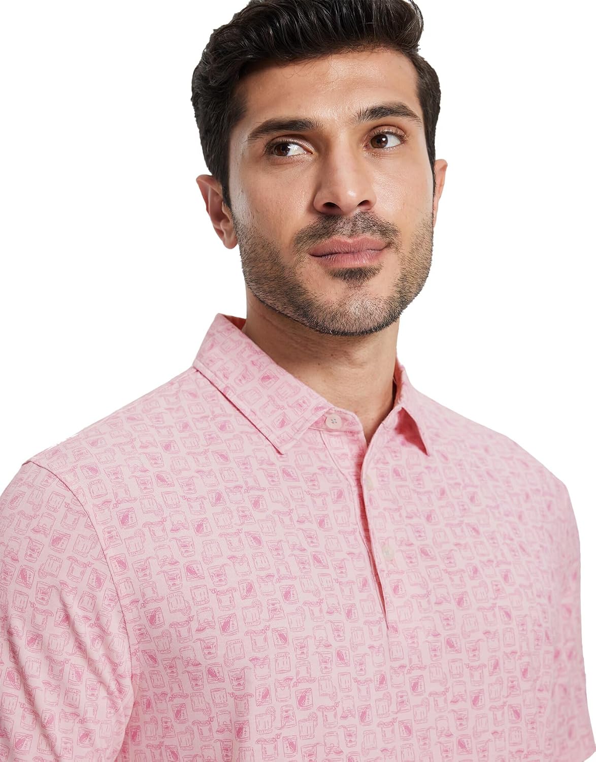 Mens Golf Shirts Short Sleeve Moisture Wicking Dry Fit Print Performance Athletic Casual Golf Polo Shirts for Men