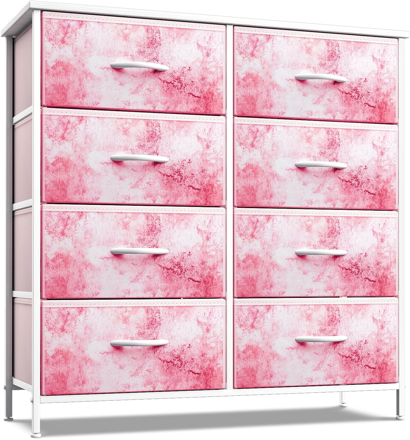 Sorbus Dresser with 8 Drawers - Furniture Storage Chest Tower Unit for Bedroom, Hallway, Closet, Office Organization - Steel Frame, Wood Top, Easy Pull Fabric Bins (8-Drawer, Pink)