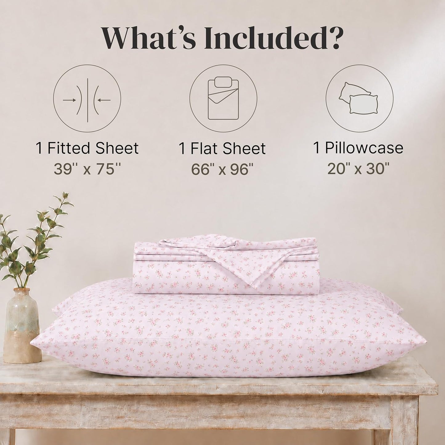 Modern Threads Silky Soft Microfiber and Wrinkle Free Sheets - Luxurious Microfiber Bed Sheets Includes Flat Sheet, Fitted Sheet with Deep Pockets, & Pillowcases Blush, Twin