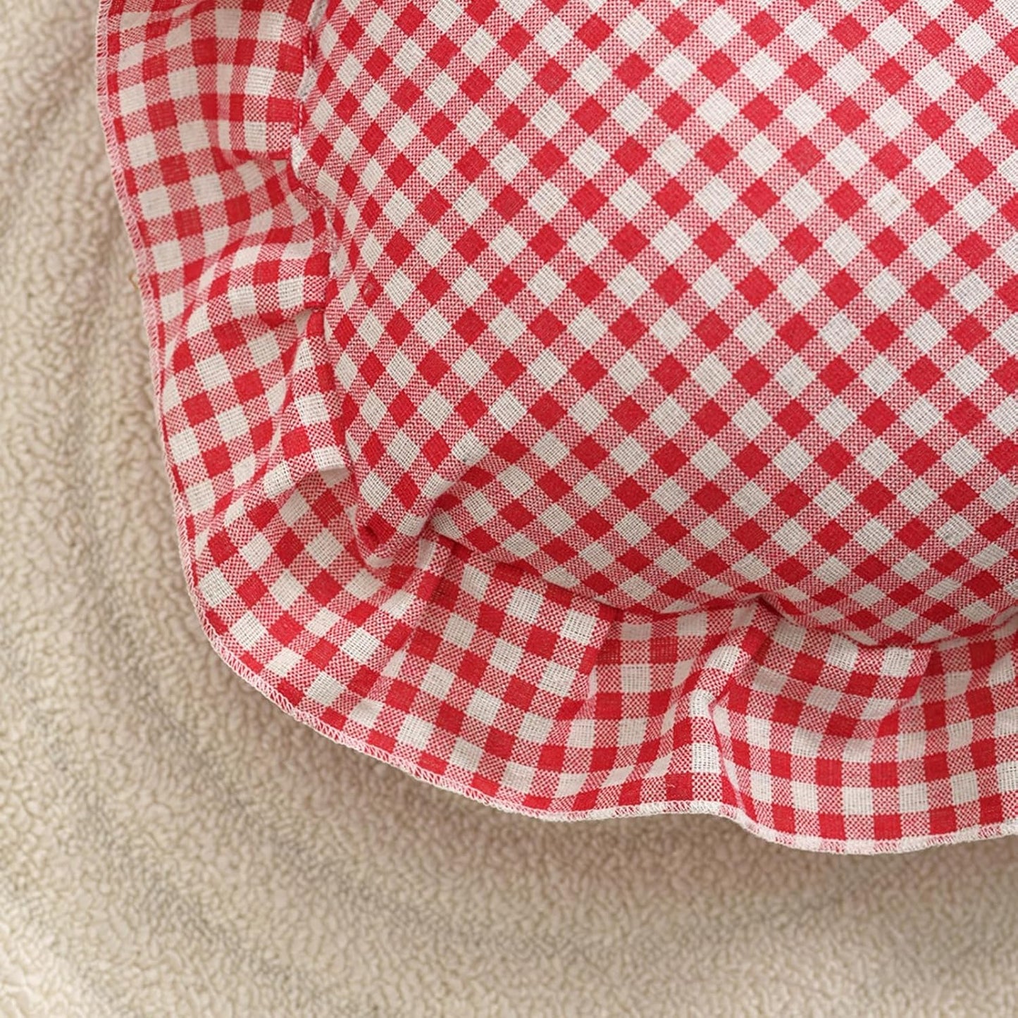 MOJUN Heart Pillow, Pink White Gingham Heart Throw Pillow with Ruffle, Cute Love Checkered Decorative Heart Shaped Pillow Cushion for Sofa Couch Bed Living Room Bedroom