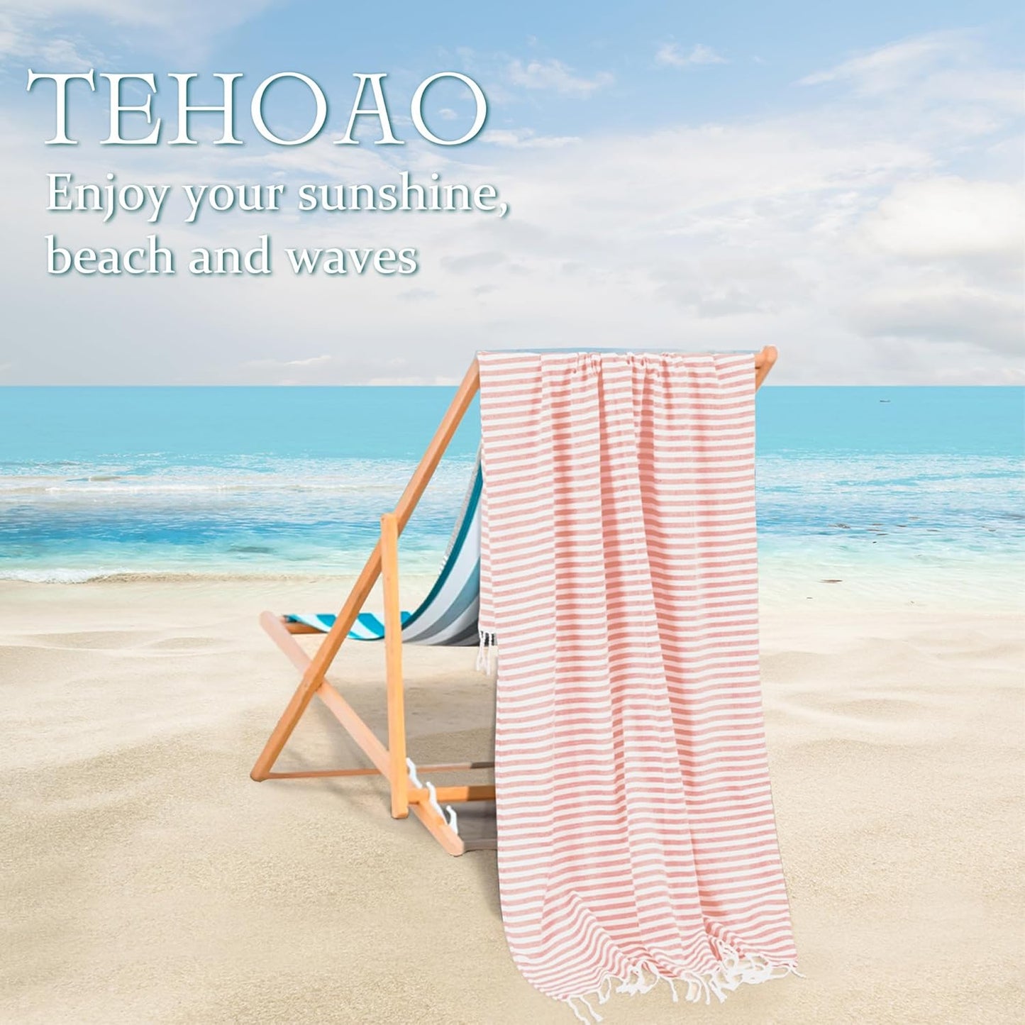 Turkish Striped Beach Towels Bulk Oversized 39"x71" Large Bath Pool Set Quick Dry Lightweight Travel Towel for Adult,100% Cotton