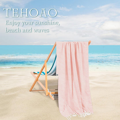 Turkish Striped Beach Towels Bulk Oversized 39"x71" Large Bath Pool Set Quick Dry Lightweight Travel Towel for Adult,100% Cotton