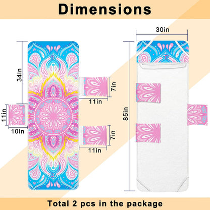 Lounge Chair Towel Cover, Chaise Lounge Cover (Pack of 2), Beach Chair Covers with 3 Pockets for Trips Beach Pool Garden Sunbathing Courtyard, 85 x30 in, Mandala Style Pink Blue