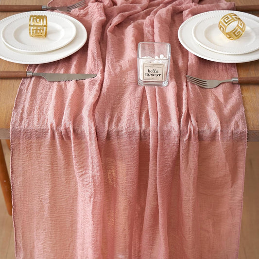 2Pcs Cheesecloth Table Runner Blush Pink 10FT Boho Gauze Cheese Cloth Table Runners 120 Inches Long Rustic Sheer for Centerpiece Home Party Christmas Wedding Baby Shower Spring Easter Decor