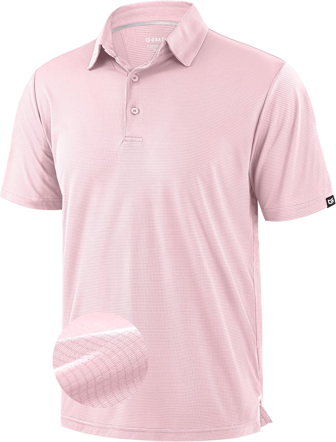 Mens Golf Shirt Grid Lightweight Short Sleeve Dry Fit Moisture Wicking Performance Athletic Collared Polo Shirts for Men