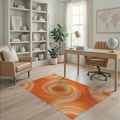 4'x6' Washable Flatwoven Rug, Peach Abstract Gradient Easy Care Throw Carpet Stain Resistant Low Profile Floor Covering for Dorm Room, Small Living Room, Apartment | Ref:2171276