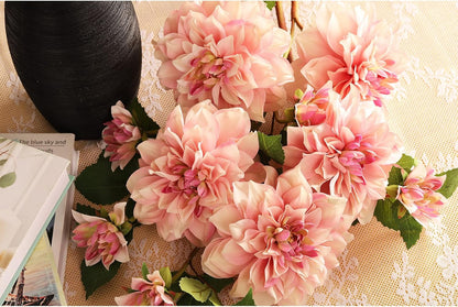 Silk Dahlia Artificial Flowers 24 Inch Long Stem - 5 Pack Fake Flowers for Wedding Bouquets,Home Decor,Spring Easter Flowers,Table Arrangements-Faux Dahlia Floral (Pink1)