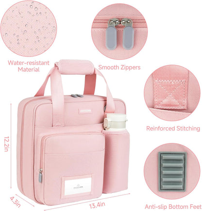 3 Ring Zipper Binder Bag, 3 Inch D-Ring 700 Sheet Capacity, Portable File Organizer with Removable Shoulder Strap & Multiple Pockets for School Office Travel Summer Study Back to School,Pink