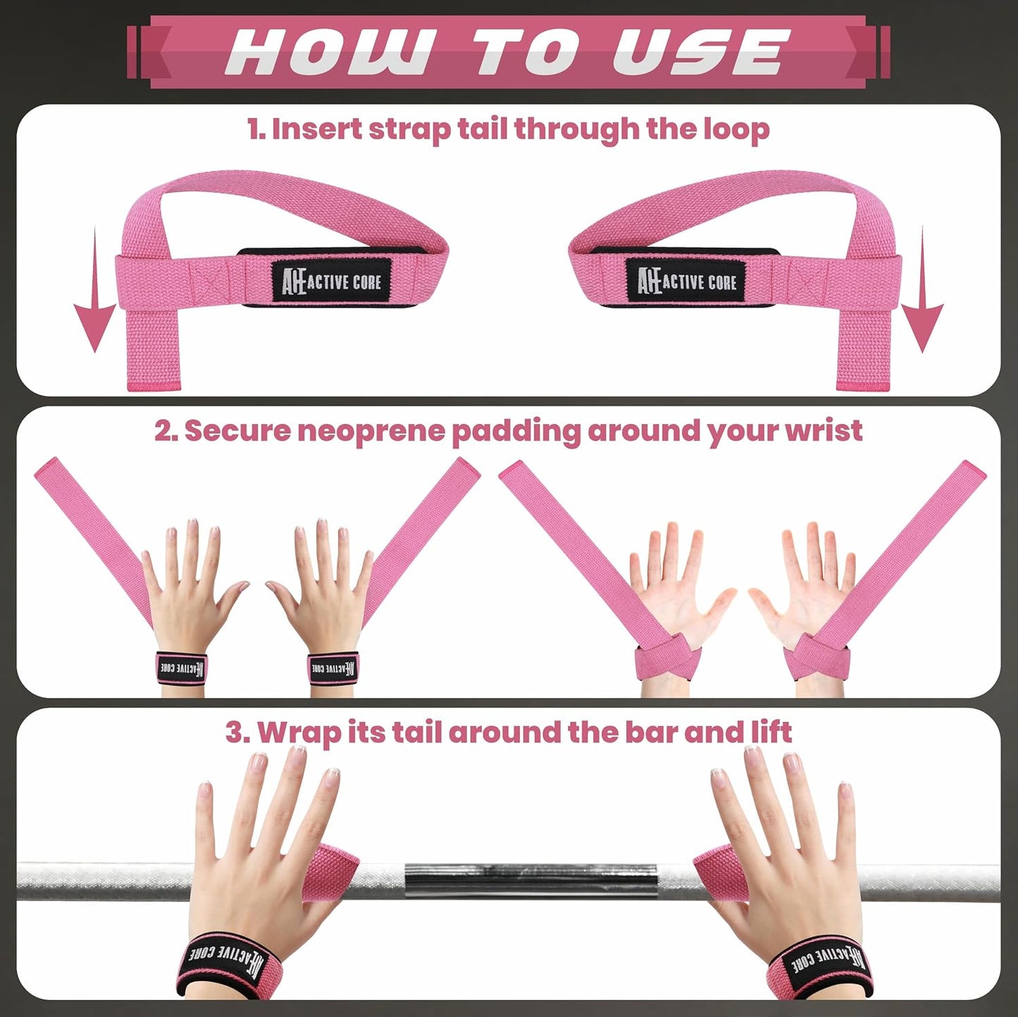 Lifting Wrist Straps for Weightlifting, Weight Lifting Straps Gym Strength Training, Neoprene Padded Wrist Support, Deadlift Straps for Men & Women, 22.5 Inch Cotton