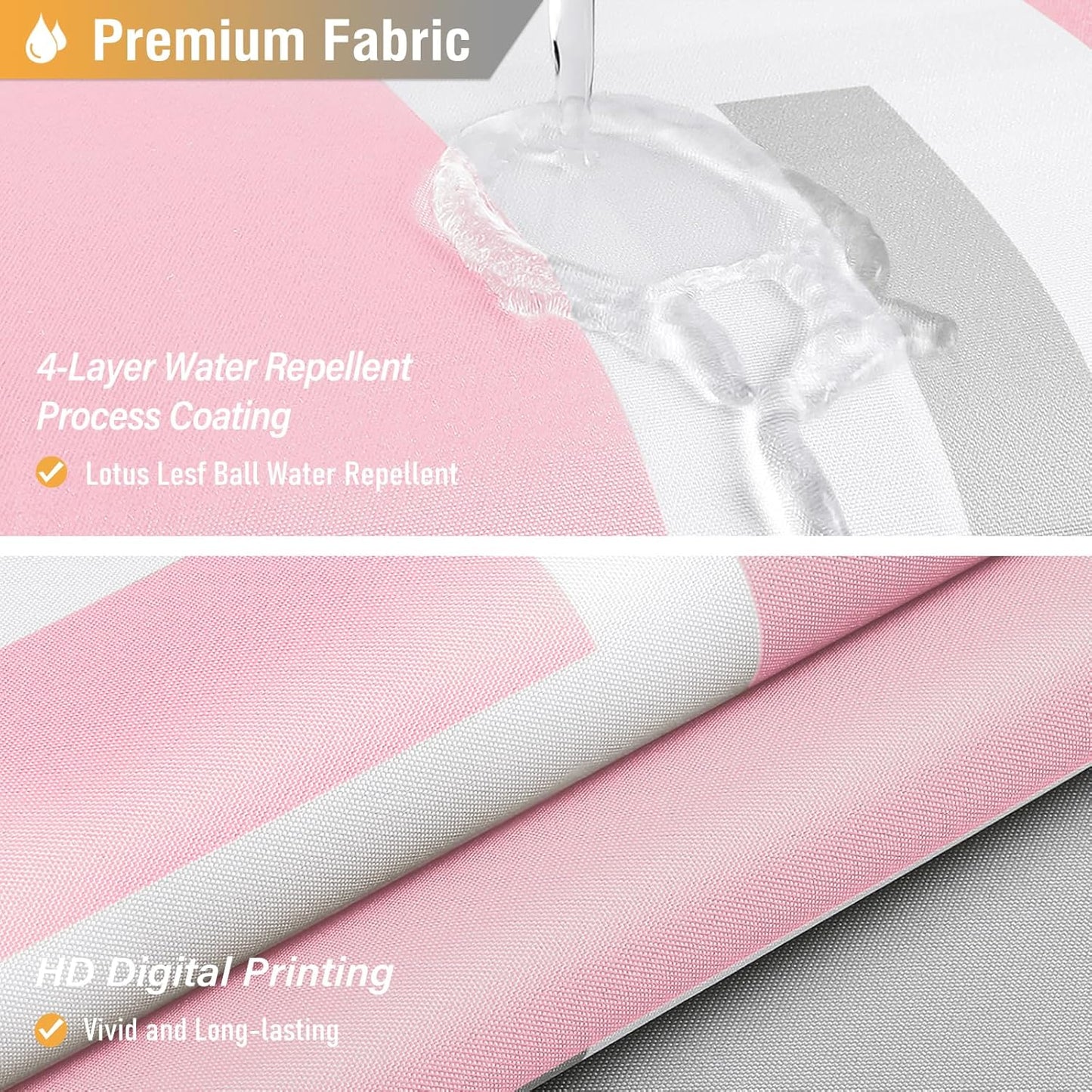 BTTN Stall Fabric Shower Curtain, 36x72 Inches Small Geometric Cloth Shower Curtain Set with 6 Plastic Hooks, Narrow Hotel Spa Half Neutral Modern Simple Polyester Shower Curtains for Bathroom, Pink