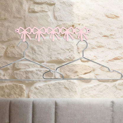 Pink Bow Over The Door Hooks, 5 Hooks Cute Wall Mount Towel Rack Organizer Farmhouse Rustic Coquette Bow Knot Towel Hat Clothes Storage Hanger for Bedroom Bathroom Decor