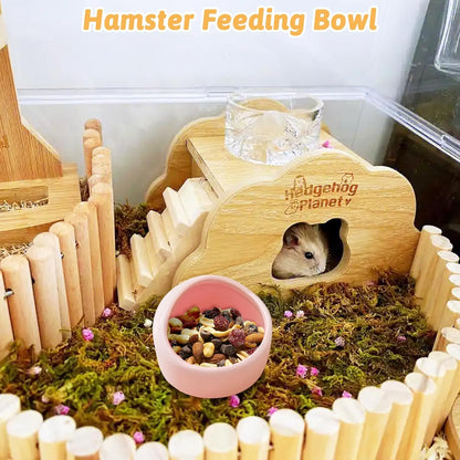 Tfwadmx 2 Pcs Hamster Food Bowl, Ceramic Pet Hamster Bowl Dwarf Hamster Food Bowl Feeder Hamster Water Rat Bowl Small Animal Food Dish for Golden Bears, Hedgehogs, Dutch Pigs, Parrots (Pink)