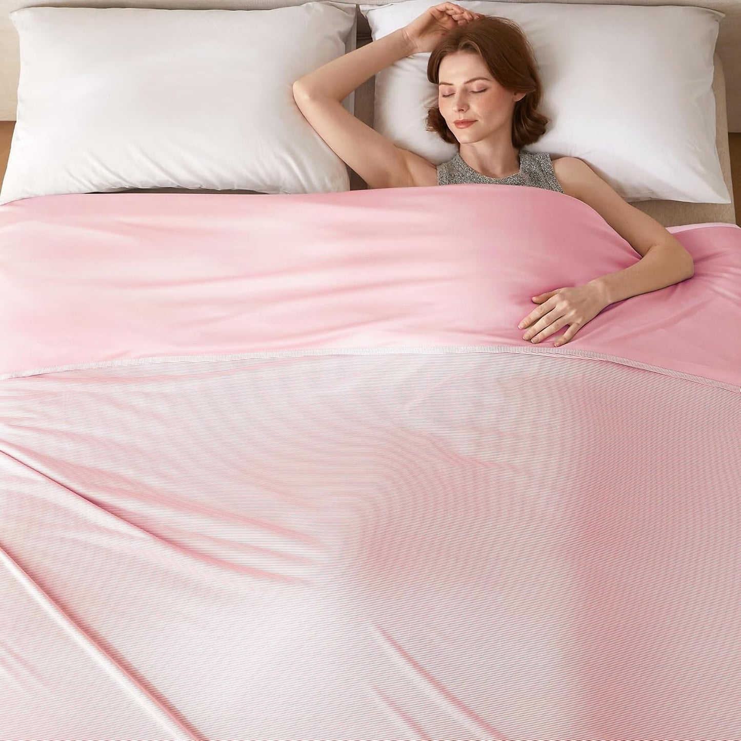 COOVA Cooling Blanket for Hot Sleepers,Lightweight Summer Cold Thin Blanket for Night Sweats and Hot Flashes,Breathable Soft Blanket for Bed Couch Sofa,(Pink,50x60 inches)