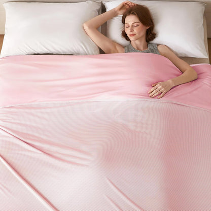 COOVA Cooling Blanket for Hot Sleepers,Lightweight Summer Cold Thin Blanket for Night Sweats and Hot Flashes,Breathable Soft Blanket for Bed Couch Sofa,(Pink,50x60 inches)