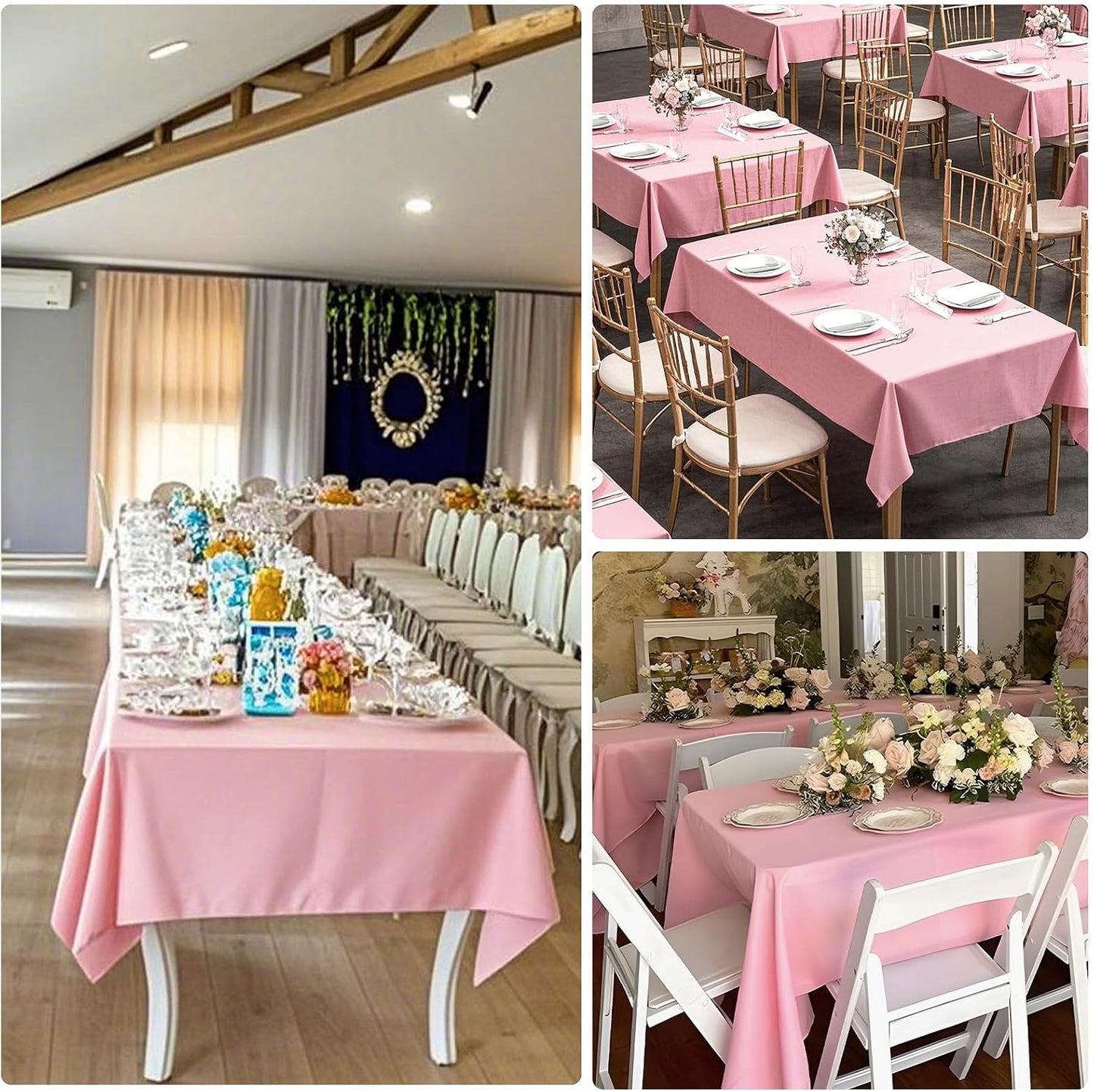 8 Packs Pink Tablecloth 60x102 Inch Rectangular Table Cloth for 6 Foot Rectangle Tables, Wrinkle Resistant Polyester Tablecloth Washable Table Covers for Wedding Party Buffet Dining