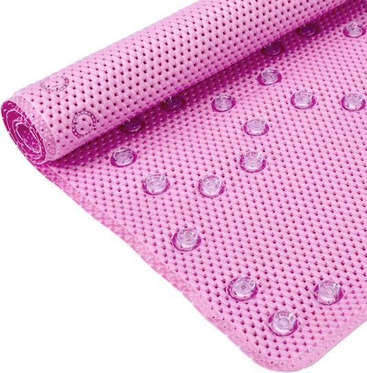 Bathtub Mat Non Slip, Soft Foam Bath Mat for Tub, Bathtub Mat with Drain Holes, Suction Cups Shower Mat (Pink, 36''X17'')