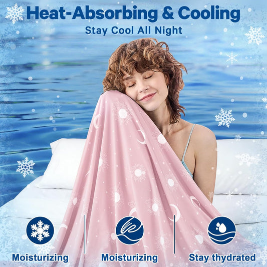 inhand Cooling Blanket Queen Size (90"x90") - Double Sided Cooling Blankets for Hot Sleepers, Cool Soft Lightweight Summer Blanket for Sofa Bed Couch, Travel, House Warming Gifts New Home Rose Pink