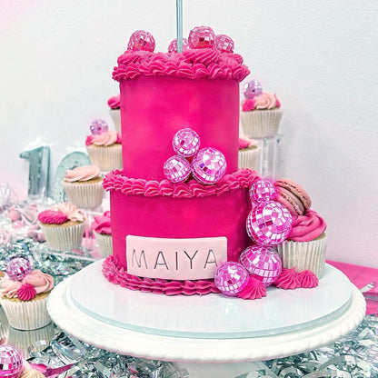 48 PCS Pink Disco Ball Cake Decoration Ornaments Reflective Mirror Balls for 70s Disco Themed Parties