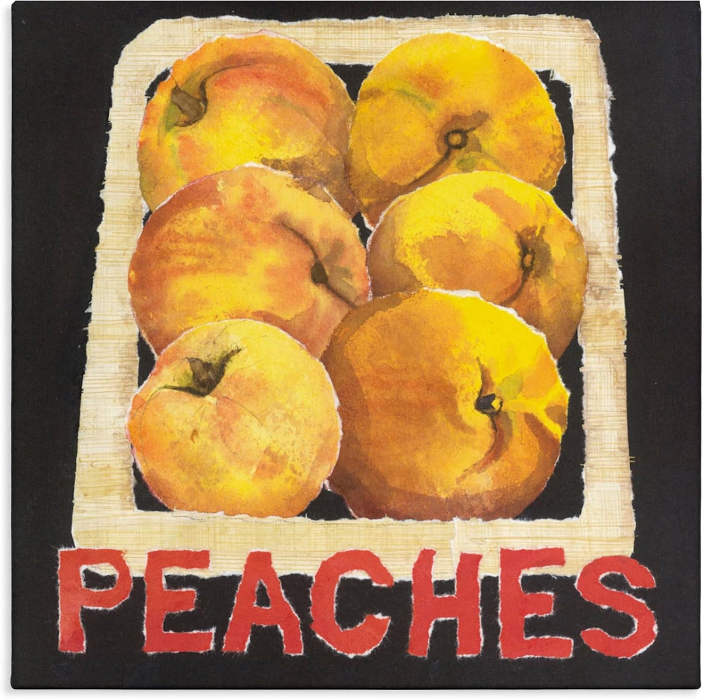 Design by Nancy Overton - USA Made Hanging Wall Art - 'Collaged Garden Peaches', Canvas, 17 x 17 From Stupell Industries