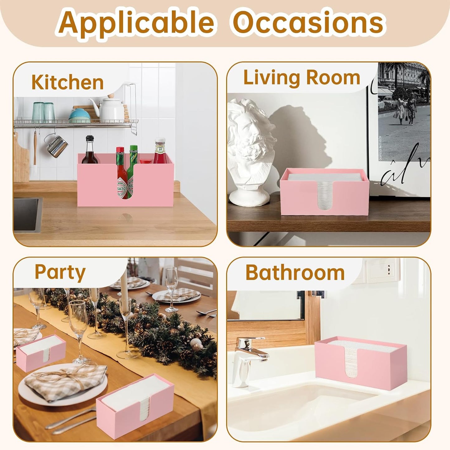 Acrylic Paper Towel Holder Countertop, Pink Paper Towel Dispenser, Napkin Holder, Suitable for Z-fold, C-fold or MultiFold Trifold Paper Towels for Bathroom Toilet Kitchen