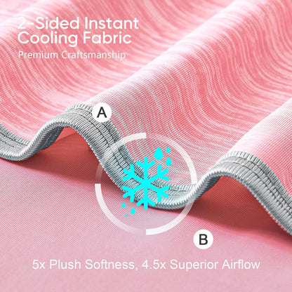 KMUSET Cooling Blanket Twin XL (60"x90"), Double Sided Summer Cooling Blankets for Hot Sleepers & Night Sweats, Cool Soft Lightweight Blanket for Dorm Room Essentials, Bed, Beach & Travel Peach Pink