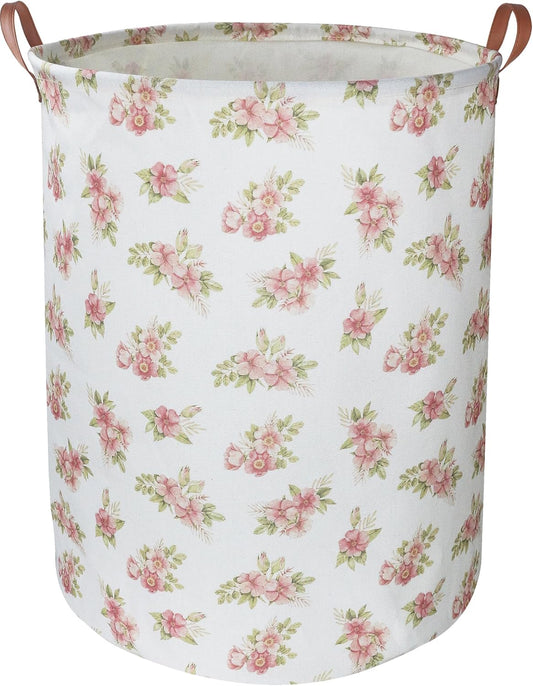 NTAOHAMPER Pink Flower Laundry Hamper, laundry Basket, Nursery Hamper,Waterproof Storage Bin for Bedroom,Clothes Organizer Basket, Room Decor(Pink Flower)
