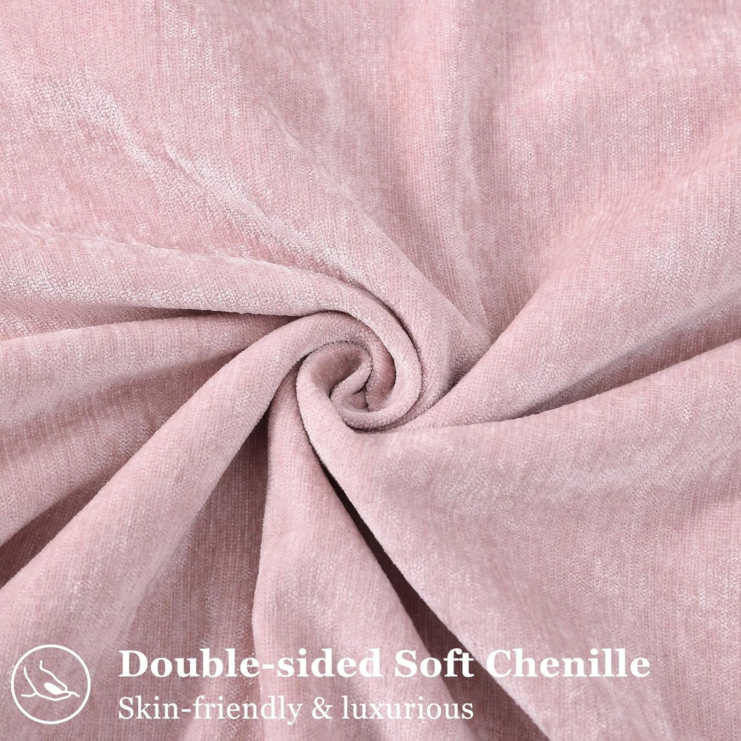decorUhome Summer Couch Throw Pillow Covers 18x18 Set of 2, Decorative Soft Velvet Modern Cozy Chenille Pillow Cases with Elegant Design for Sofa Bed Living Room Home Decor, Blush Pink