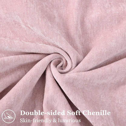 decorUhome Summer Couch Throw Pillow Covers 18x18 Set of 2, Decorative Soft Velvet Modern Cozy Chenille Pillow Cases with Elegant Design for Sofa Bed Living Room Home Decor, Blush Pink