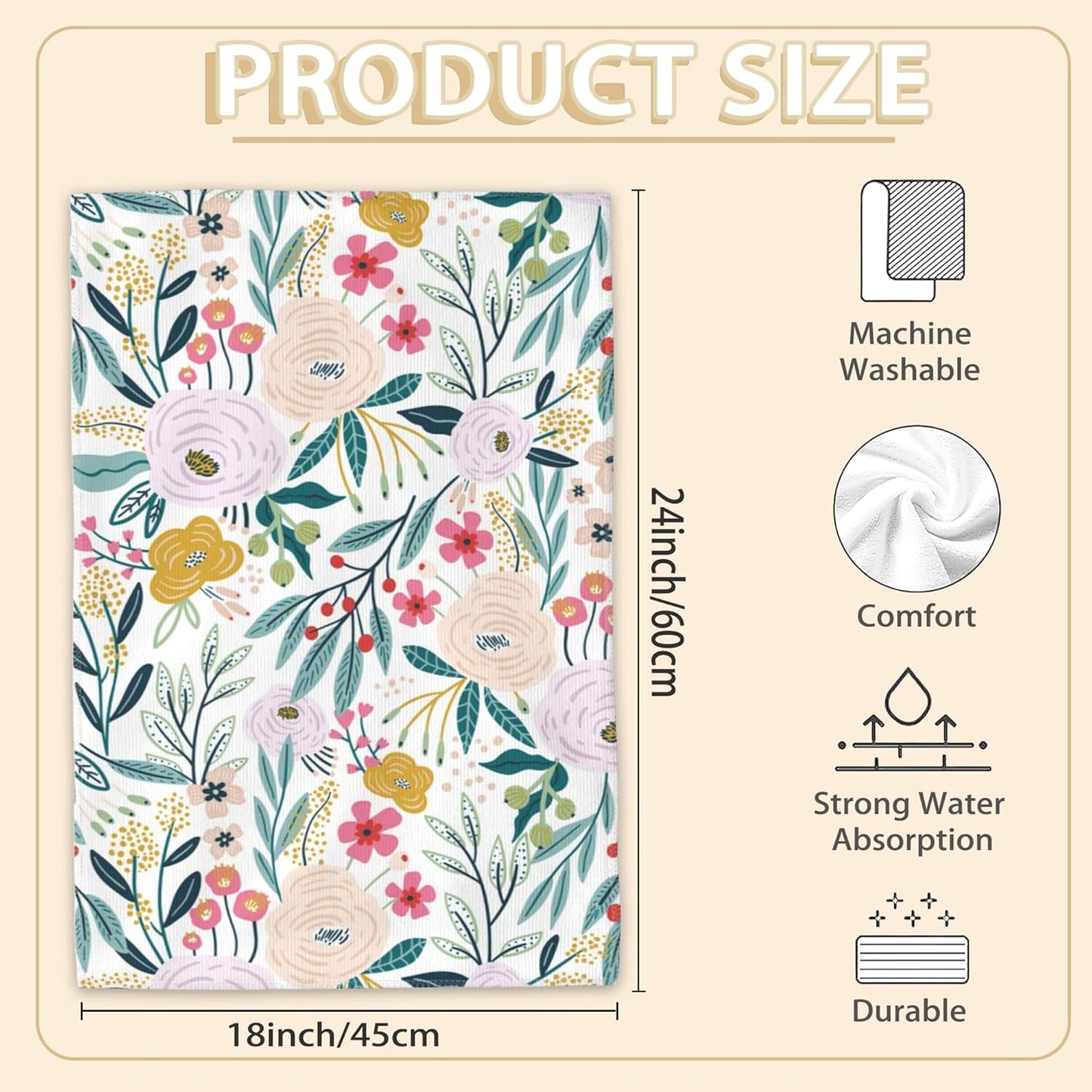 Pink Flower Floral Blossom Hand Towels Set of 2 Decorative Hand Bath Towel for Bathroom Kitchen Accessories Hotel Spa Valentines Mothers Day Wedding Gifts 18 X 24 Inches