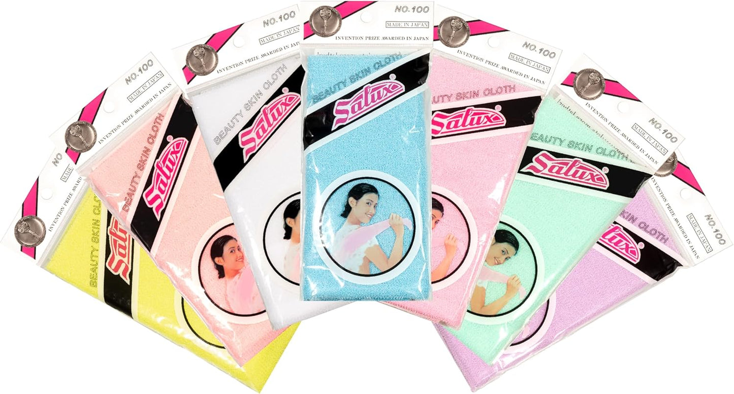 SALUX Bath Towel Pink Yellow Peach Blue White Purple Green Count 7 Pack